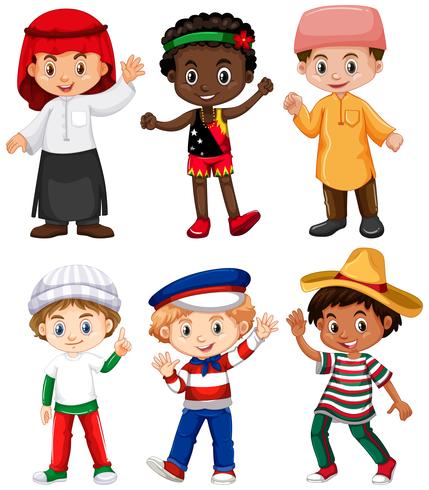 Diferentes nacionalidades de niños. vector