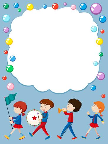 Border template with kids in school band vector