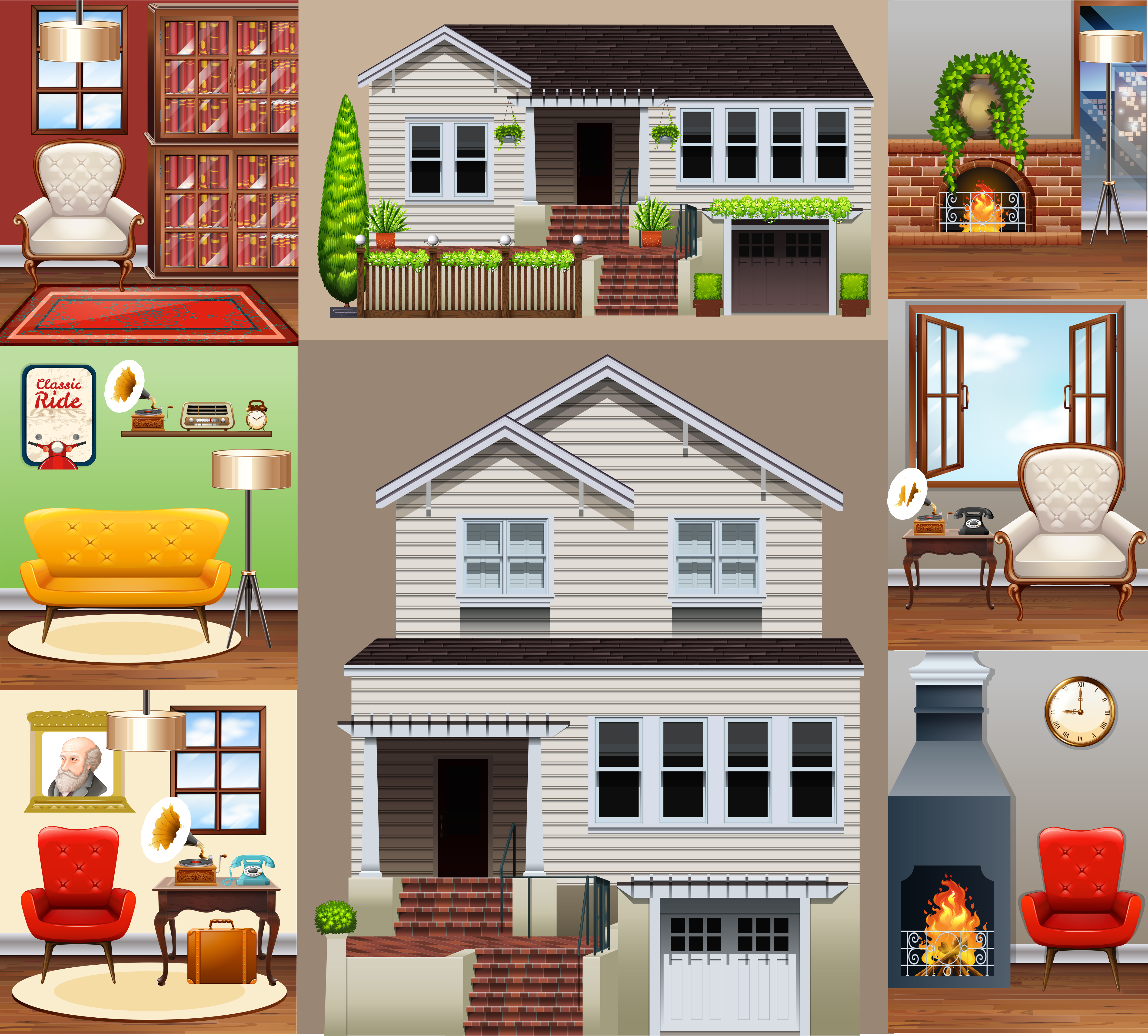 photo Different Rooms In A House Clipart vecteezy