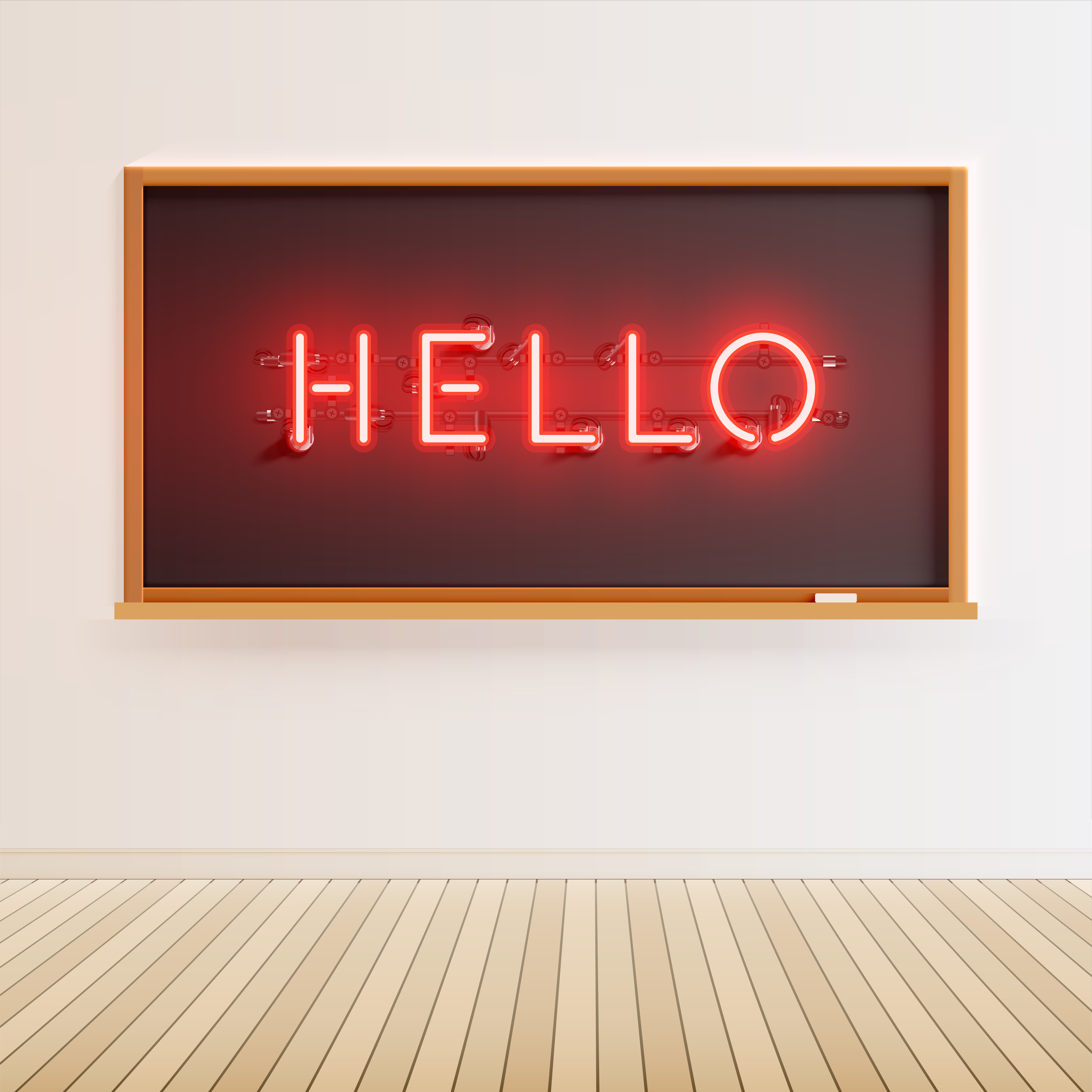 Neon word sign on a realistic blackboard, vector illustration 448796