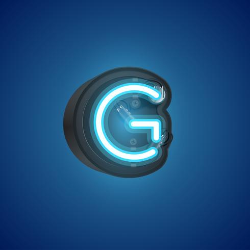 Realistic neon character from a set with console, vector illustration