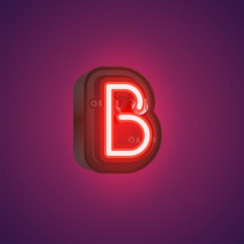 Realistic neon character from a set with console, vector illustration