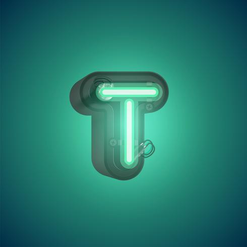 Realistic neon character from a set with console, vector illustration