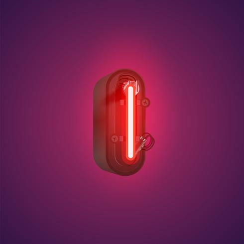 Realistic neon character from a set with console, vector illustration