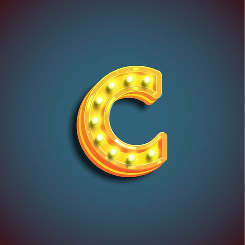 'Broadway' character with lamps from a fontset, vector illustration