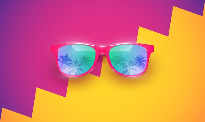 Realistic vector sunglasses on a colorful background, vector illustration