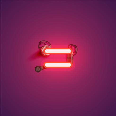 Red realistic neon character with wires and console from a fontset, vector illustration