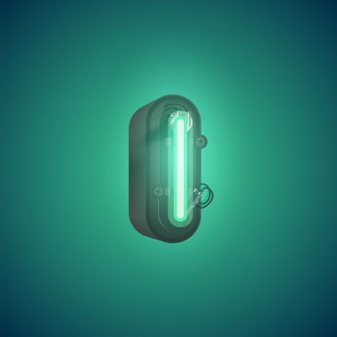Realistic neon character from a set with console, vector illustration