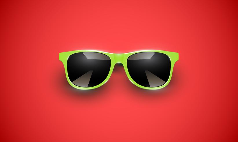 Gafas de sol vector realista en un fondo colorido, ilustración vectorial