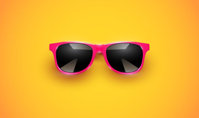 Gafas de sol vector realista en un fondo colorido, ilustración vectorial