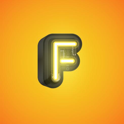 Realistic neon character from a set with console, vector illustration