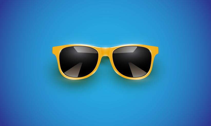 Gafas de sol vector realista en un fondo colorido, ilustración vectorial