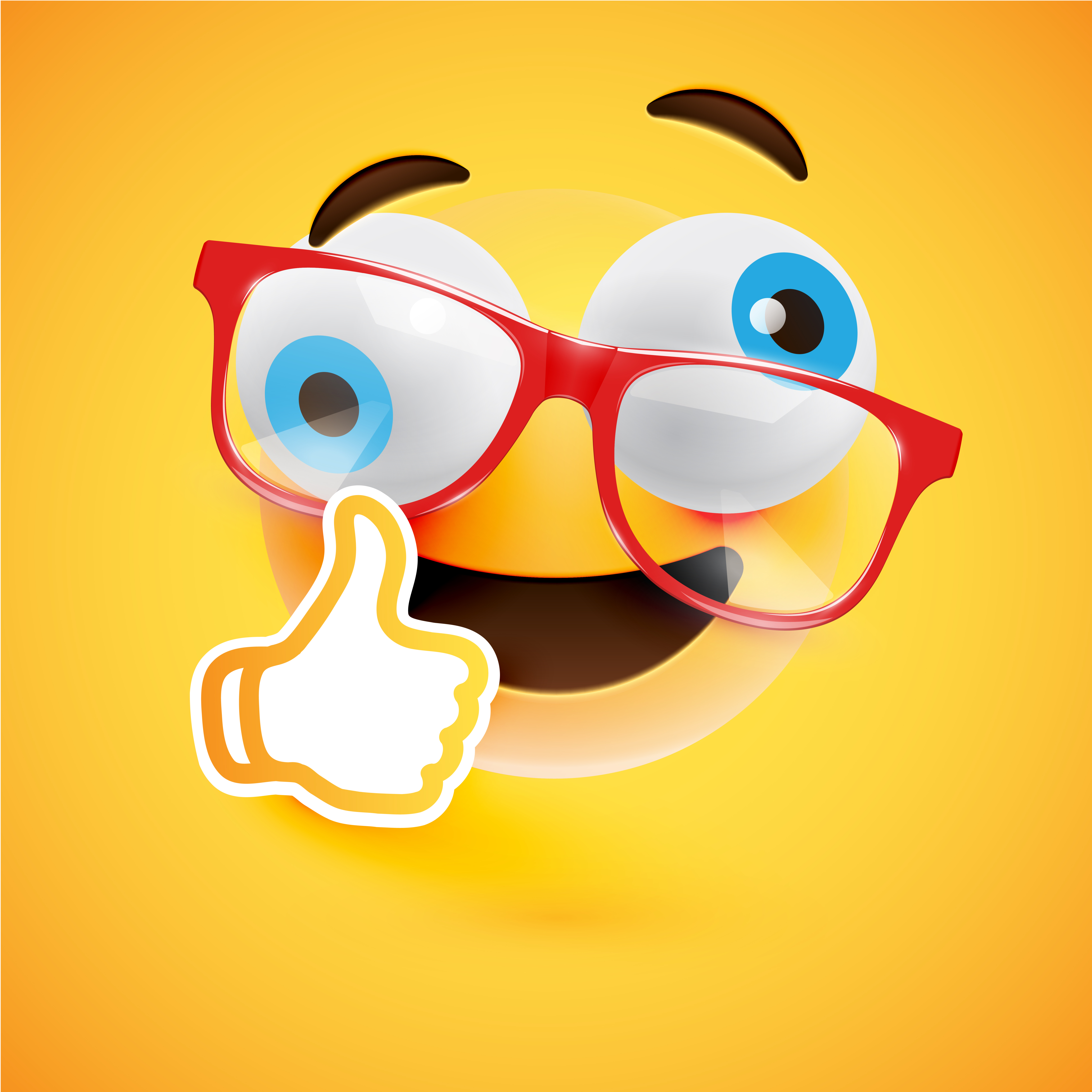 Cute Emoticon With Thumbs Up Emoji Illustration Cartoon Vector Images ...