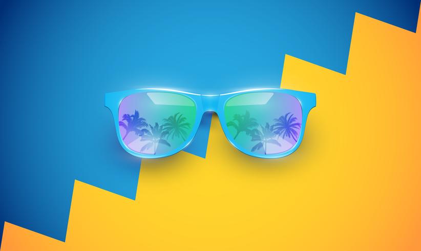 Gafas de sol vector realista en un fondo colorido, ilustración vectorial