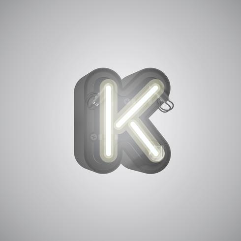 Realistic neon character from a set with console, vector illustration