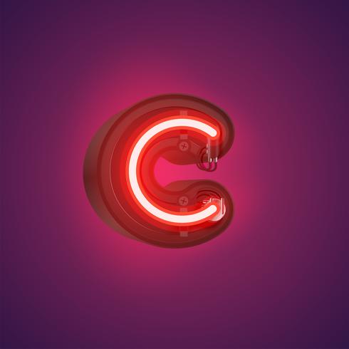 Realistic neon character from a set with console, vector illustration