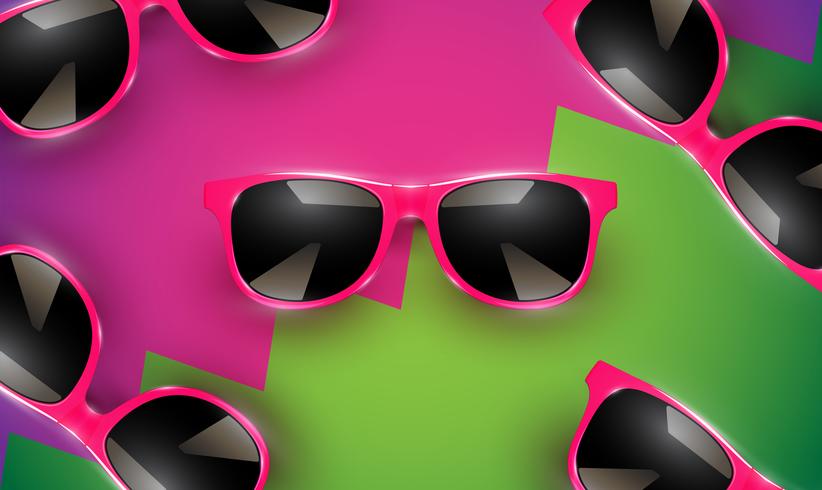 Realistic vector sunglasses on a colorful background, vector illustration