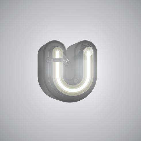 Realistic neon character from a set with console, vector illustration