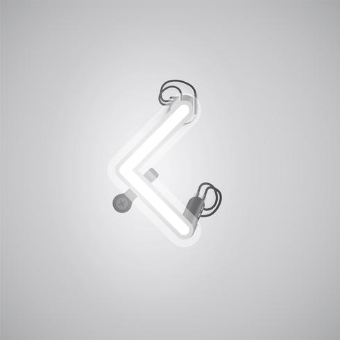 Gray realistic neon character with wires and console from a fontset, vector illustration
