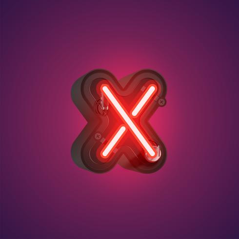 Realistic neon character from a set with console, vector illustration