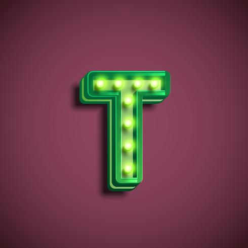 'Broadway' character with lamps from a fontset, vector illustration