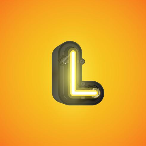 Realistic neon character from a set with console, vector illustration