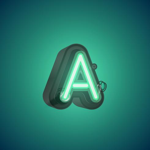 Realistic neon character from a set with console, vector illustration