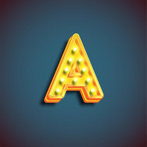 'Broadway' character with lamps from a fontset, vector illustration