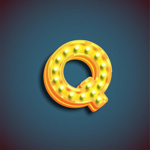 'Broadway' character with lamps from a fontset, vector illustration