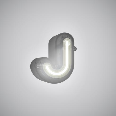 Realistic neon character from a set with console, vector illustration