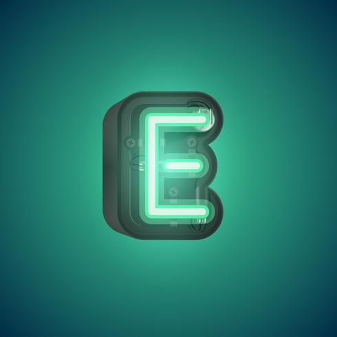 Realistic neon character from a set with console, vector illustration
