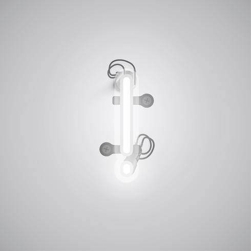 Gray realistic neon character with wires and console from a fontset, vector illustration