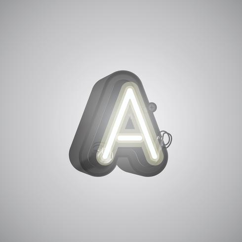 Realistic neon character from a set with console, vector illustration