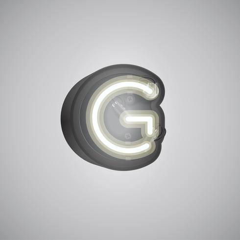 Realistic neon character from a set with console, vector illustration