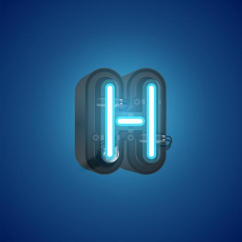 Realistic neon character from a set with console, vector illustration