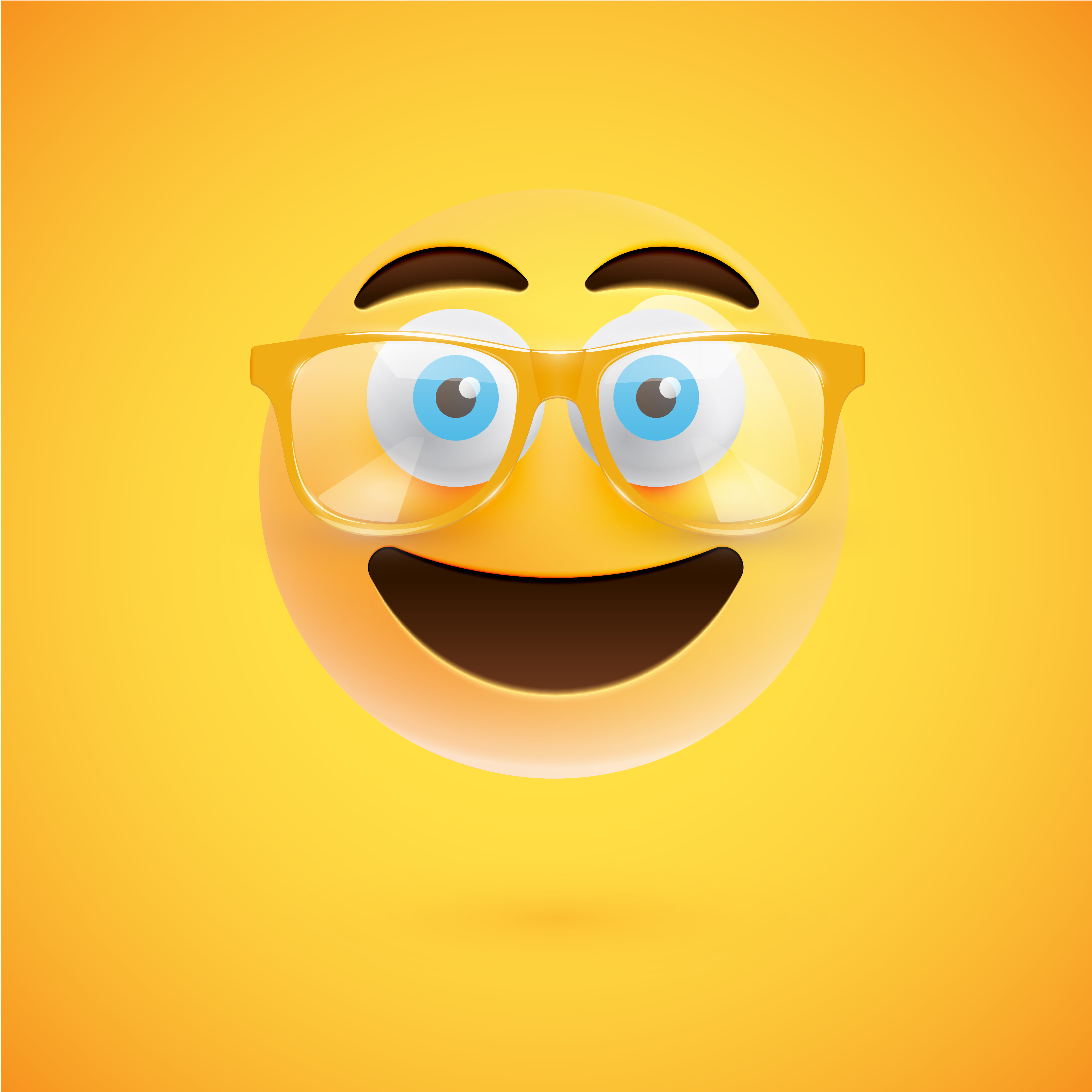 Download 3D yellow emoticon with eyeglasses, vector illustration - Download Free Vectors, Clipart ...