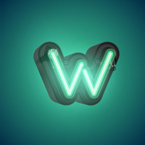 Realistic neon character from a set with console, vector illustration