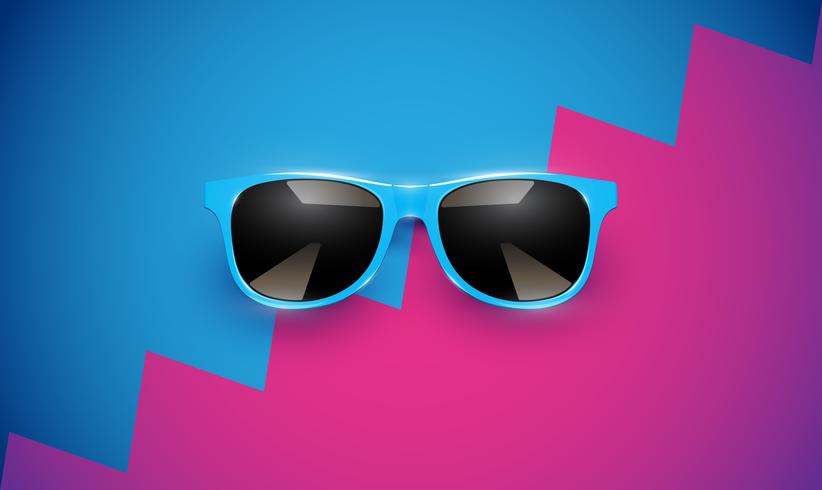 Realistic vector sunglasses on a colorful background, vector illustration