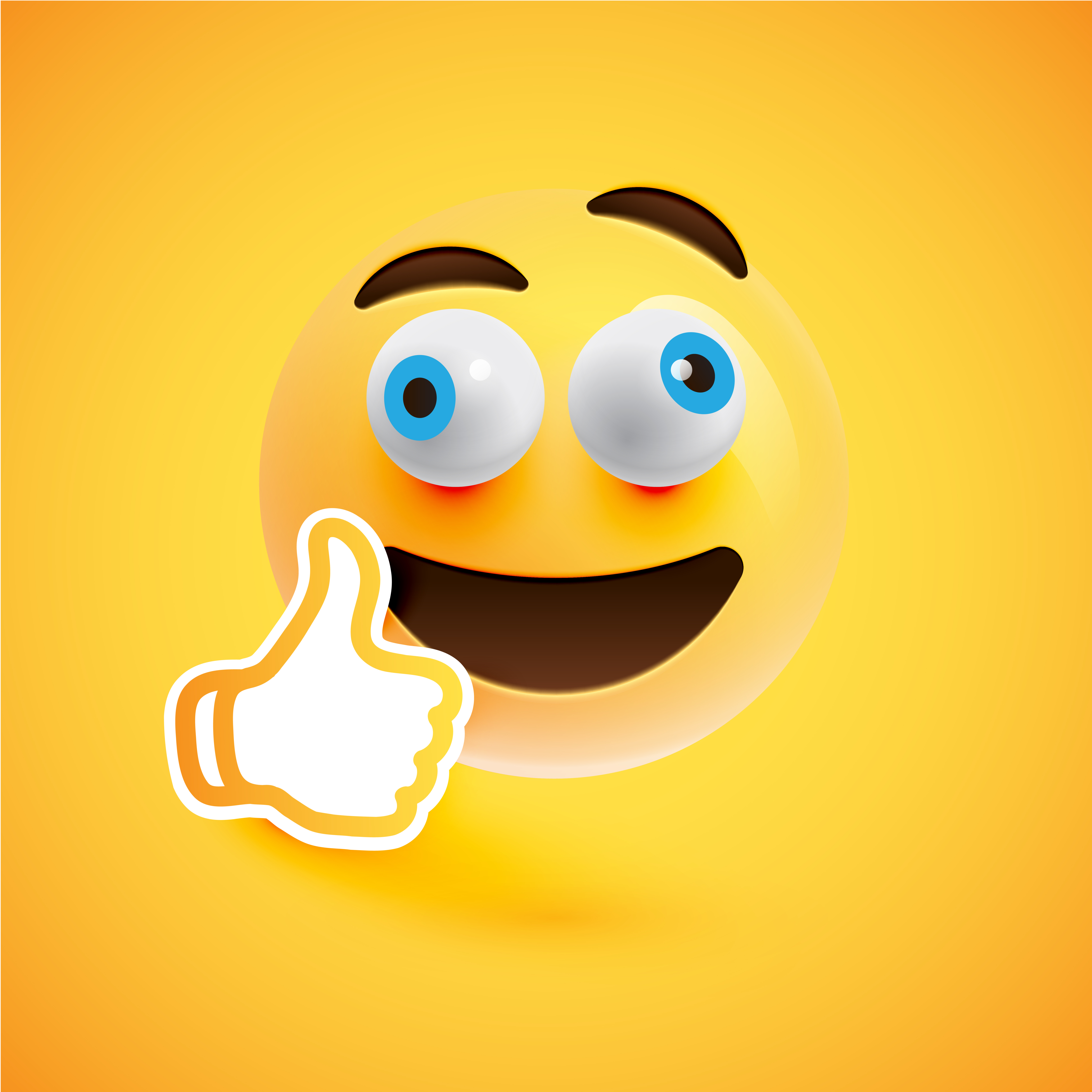 Émoticône avec le pouce en l'air, illustration vectorielle