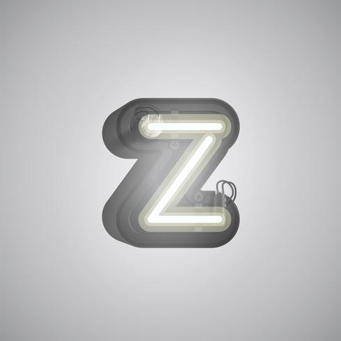 Realistic neon character from a set with console, vector illustration