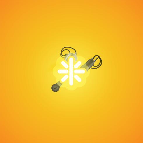 Yellow realistic neon character with wires and console from a fontset, vector illustration
