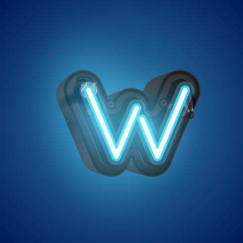 Realistic neon character from a set with console, vector illustration