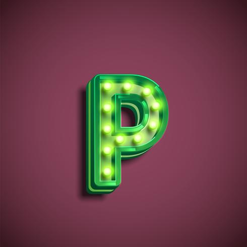 'Broadway' character with lamps from a fontset, vector illustration