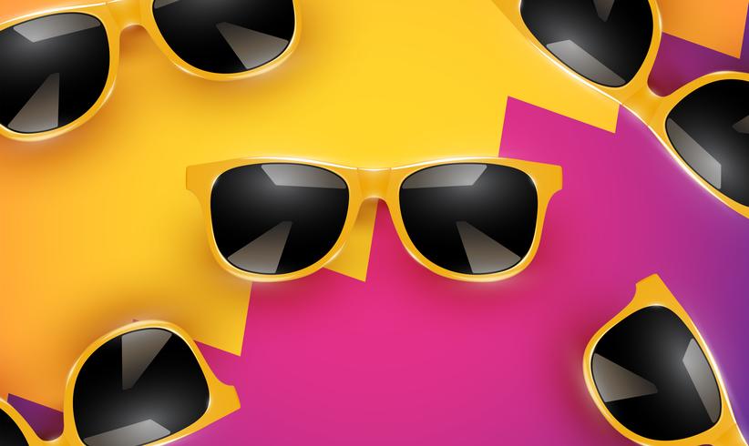 Realistic vector sunglasses on a colorful background, vector illustration