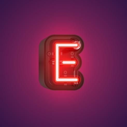Realistic neon character from a set with console, vector illustration
