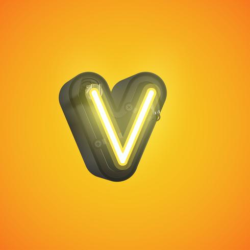 Realistic neon character from a set with console, vector illustration