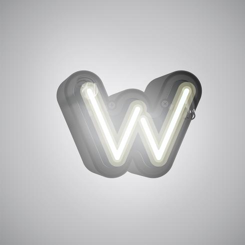 Realistic neon character from a set with console, vector illustration