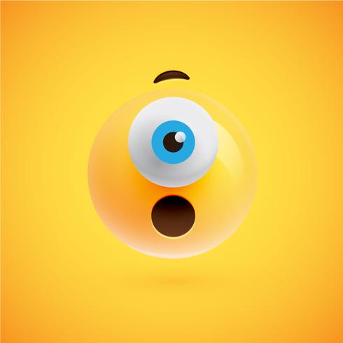 One-eyed high-detailed emoticon, vector illustration