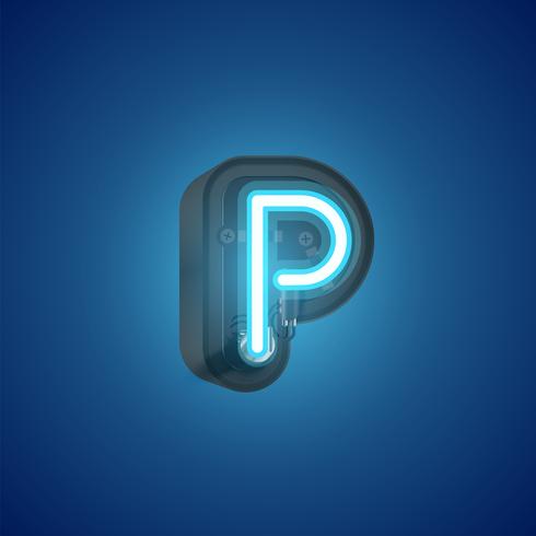 Realistic neon character from a set with console, vector illustration