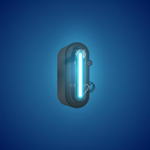 Realistic neon character from a set with console, vector illustration